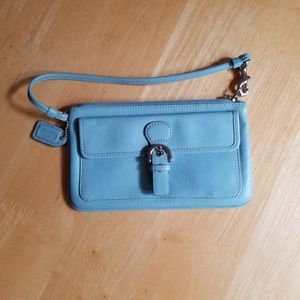 COACH Blue Leather Wristlet